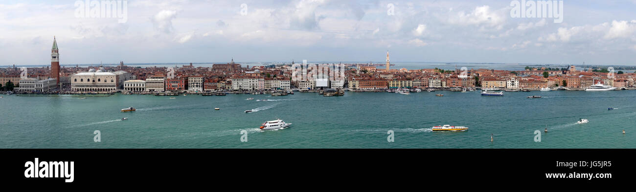 Panorama-Blick oder Venedig von San Giorgio Maggiore Stockfoto