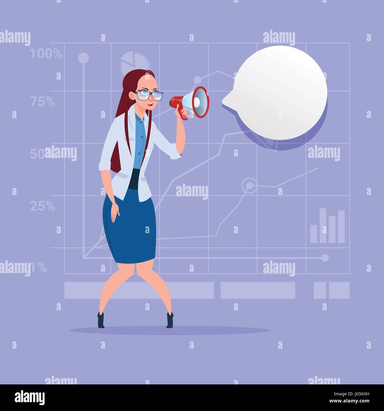 Business-Frau halten Megaphon Lautsprecher digitales Marketingkonzept Stock Vektor