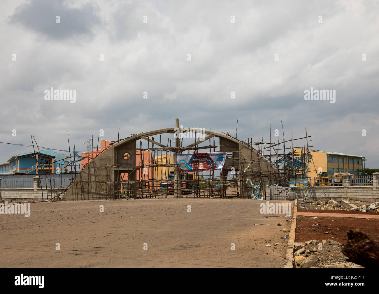 Bau einer neuen Universität, Gurage Zone, Wolkite, Äthiopien Stockfoto