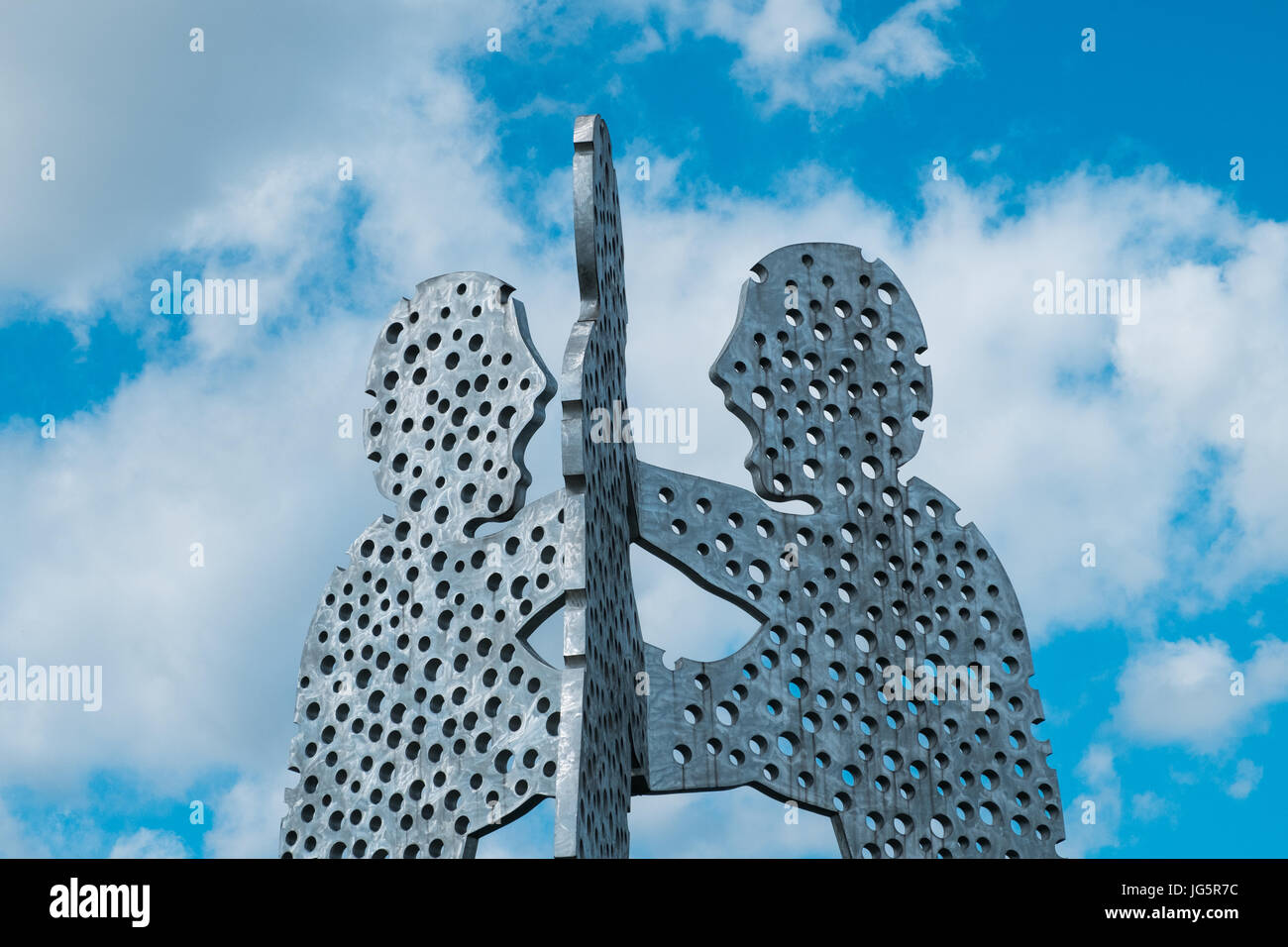 Berlin, Deutschland - 3. Juli 2017: Teil der Skulptur Molecule Man, entworfen von Jonathan Borofsky in Berlin, Deutschland. Stockfoto