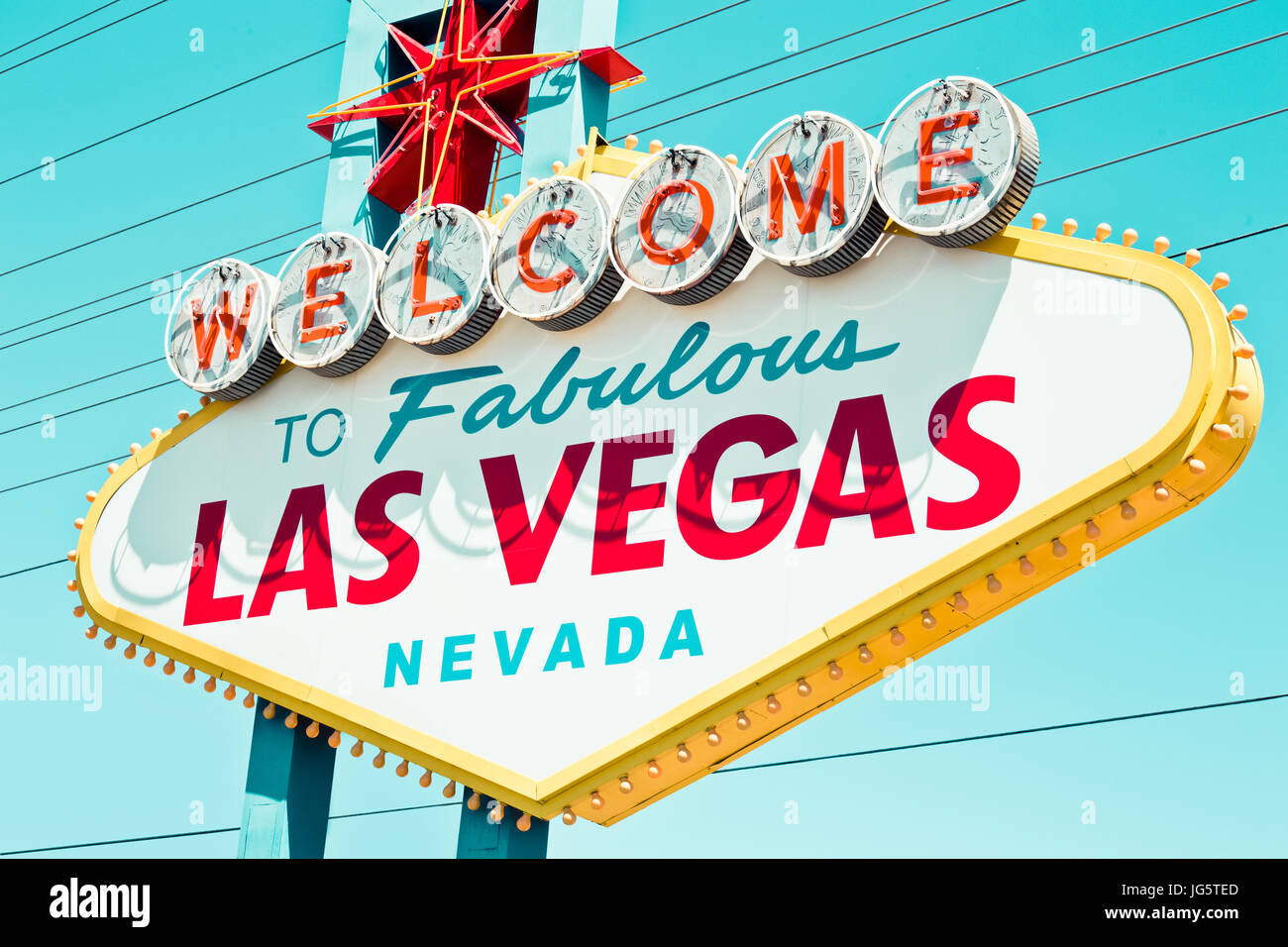 Vintage Welcome to Fabulous Las Vegas Schild mit Retro-Ton Stockfoto