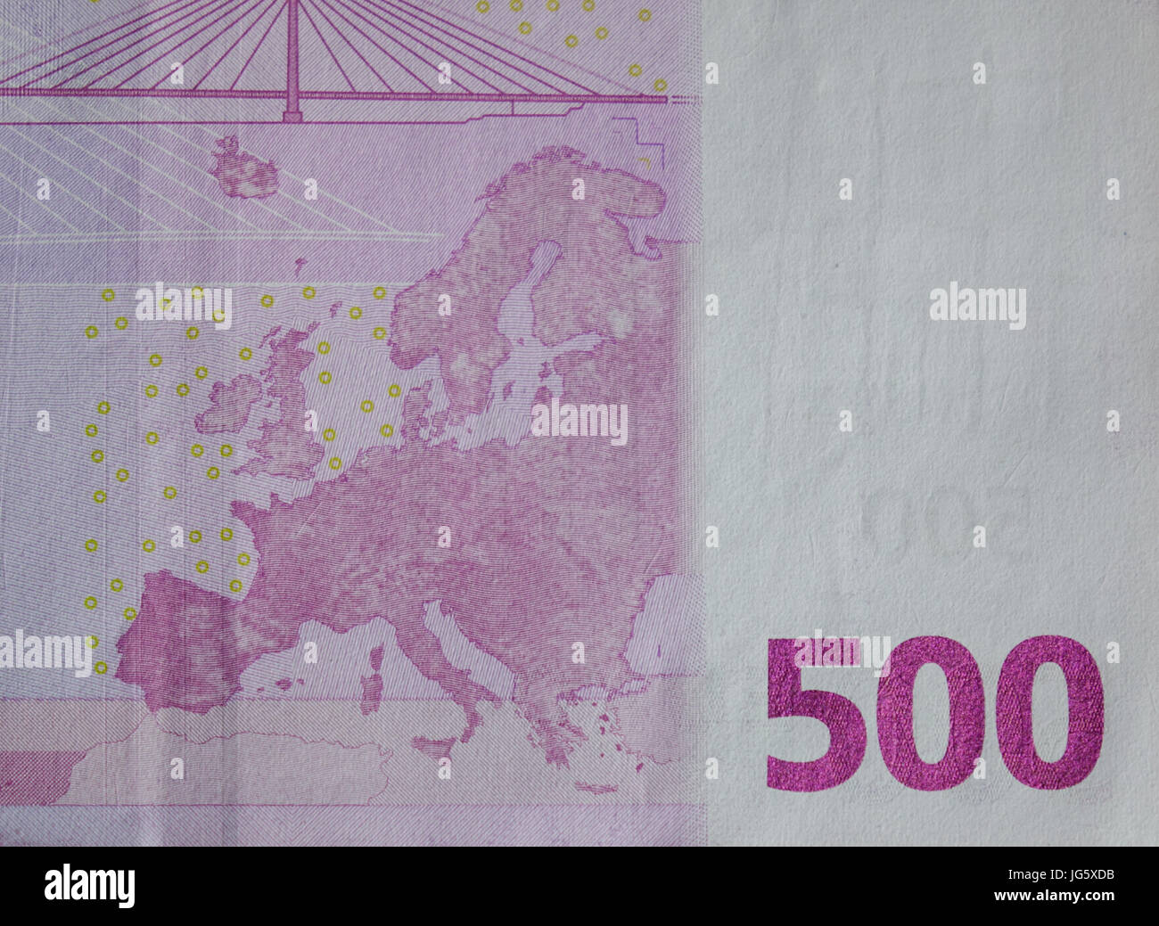 Detail der fünf hundert (500) Euro-Banknote mit dem Kartenbild ...