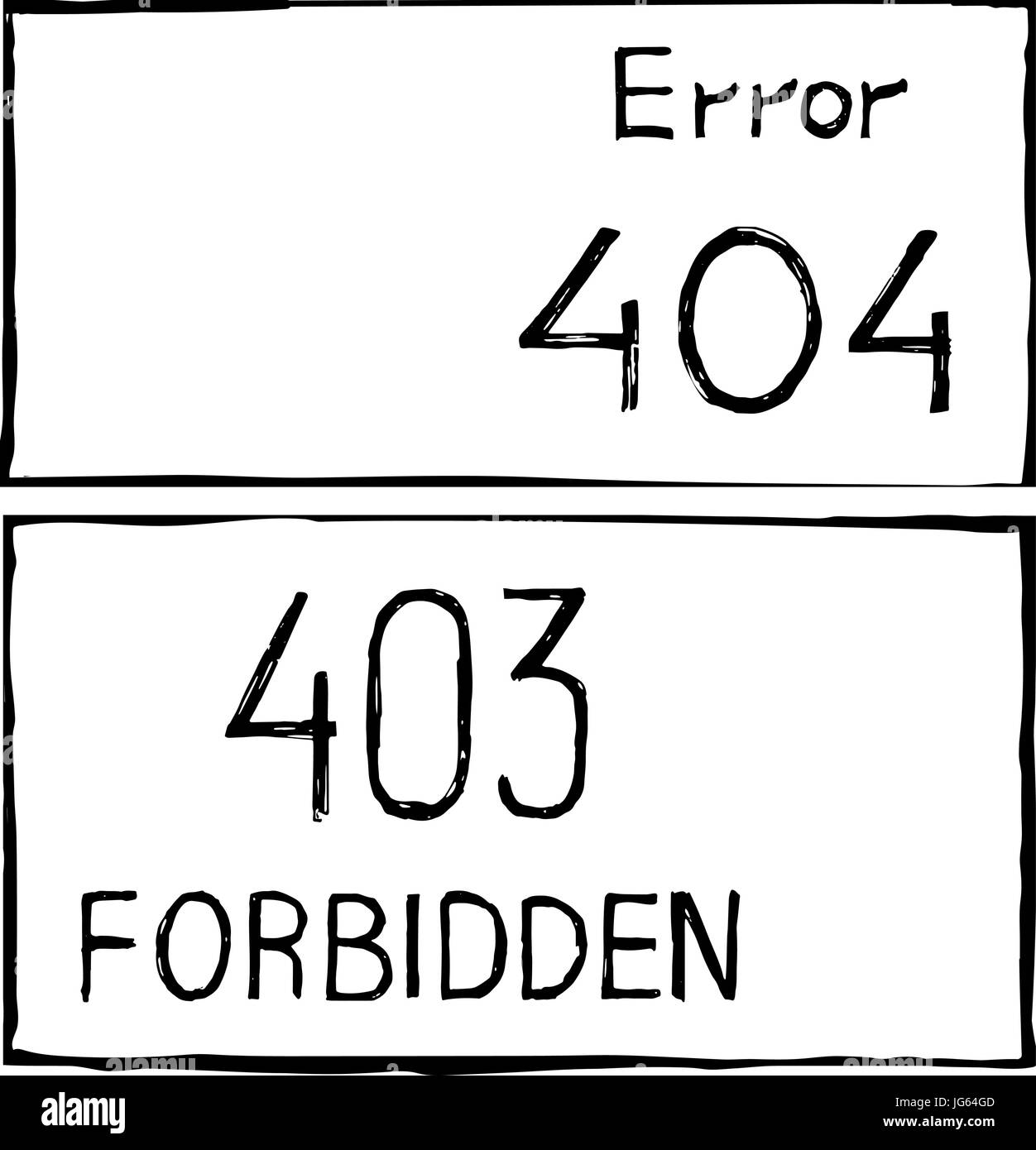 404 und 403 Verbindungsfehler. Stock Vektor