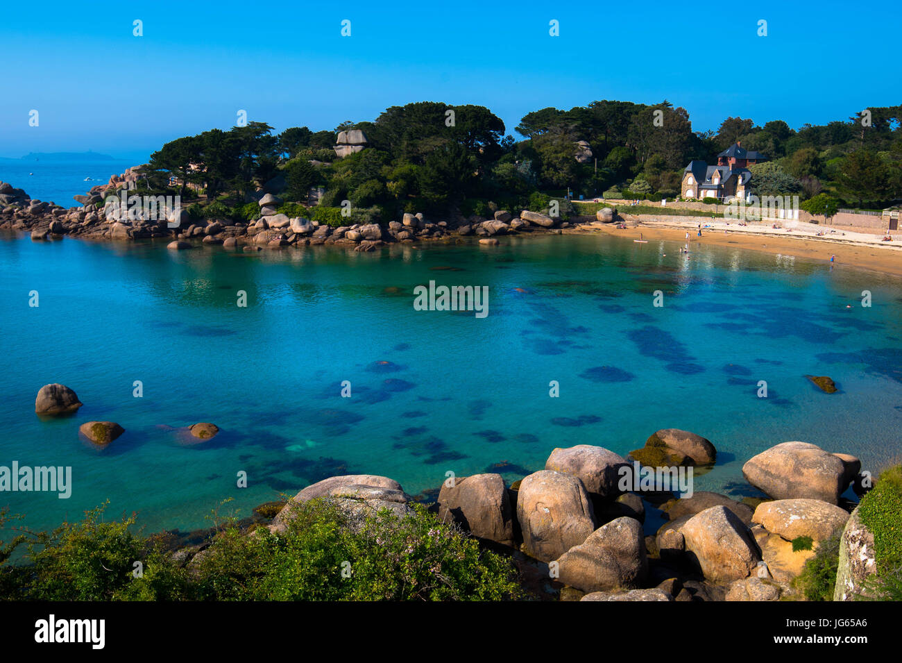 Strand von Saint Guirec in der Bretagne Stockfoto