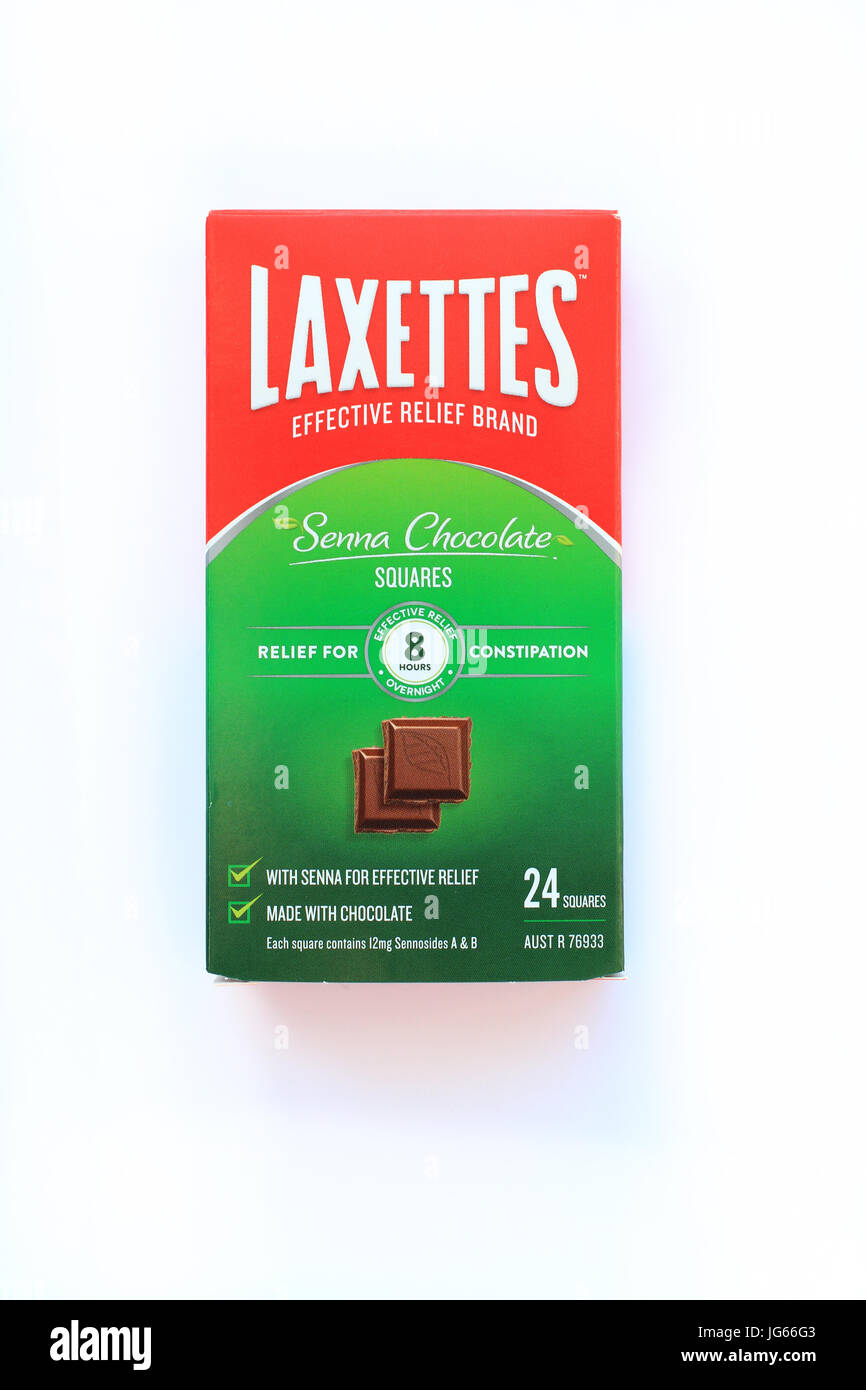 Laxettes Senna Schokolade Quadrate Abführmittel Stockfotografie - Alamy