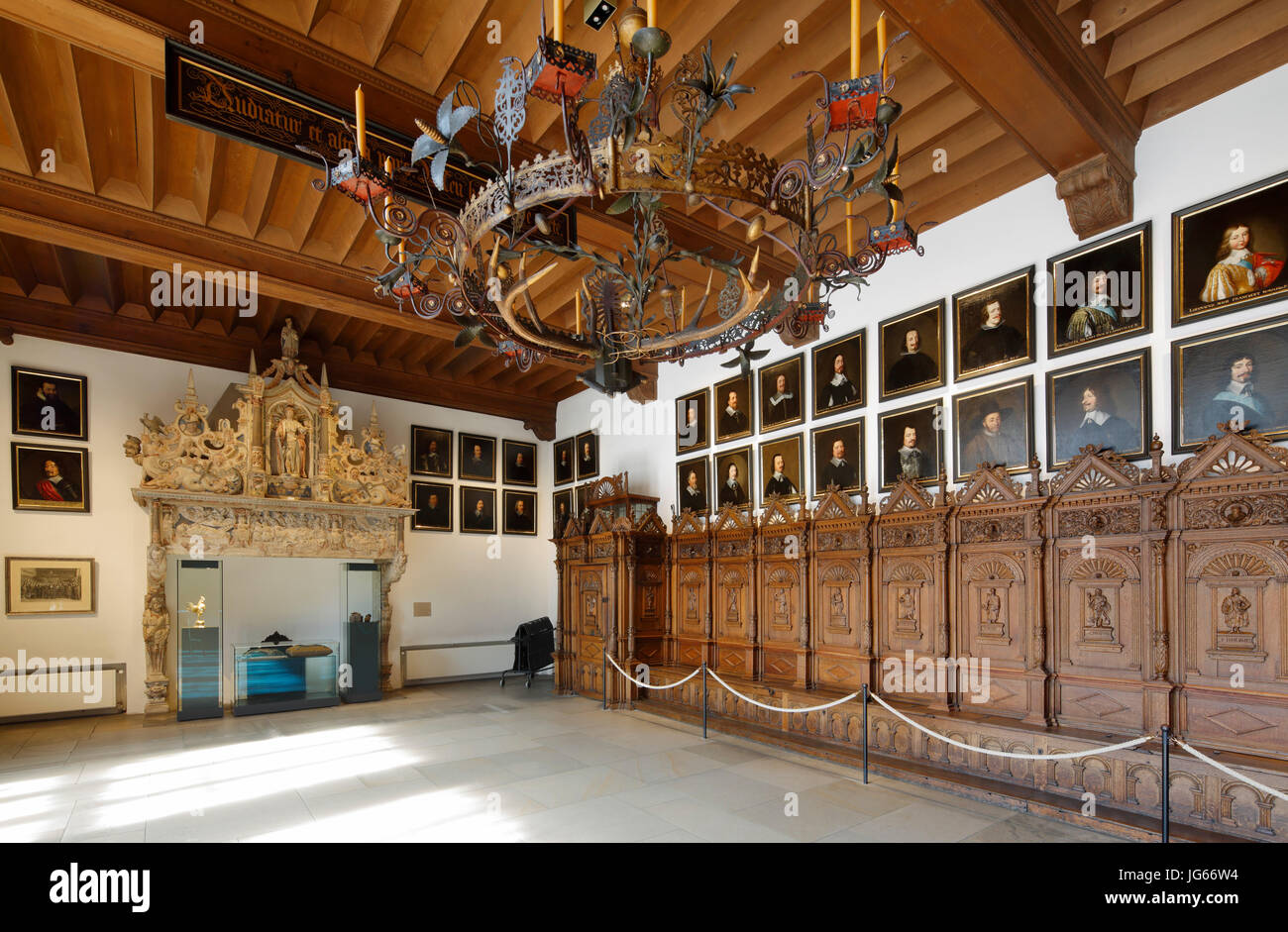 Friedenssaal Im Historischen Rathaus, Westfaelischer Friede, Frieden von Münster, Dreissigjaehriger Krieg, Münster, Westfalen, Nordrhein-Westfalen Stockfoto