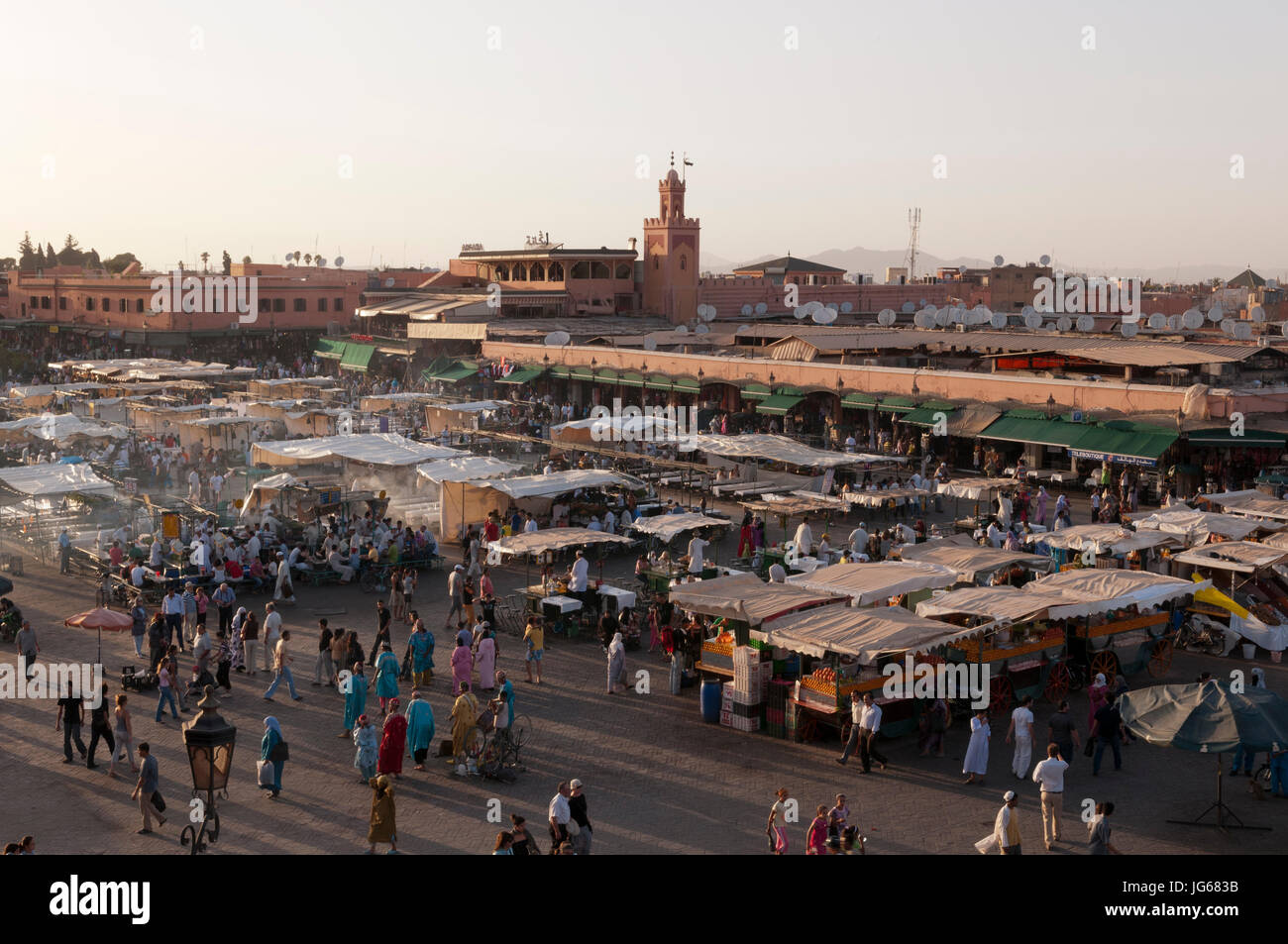 Jema al Fna Platz, Marrakesch, Marokko. Stockfoto