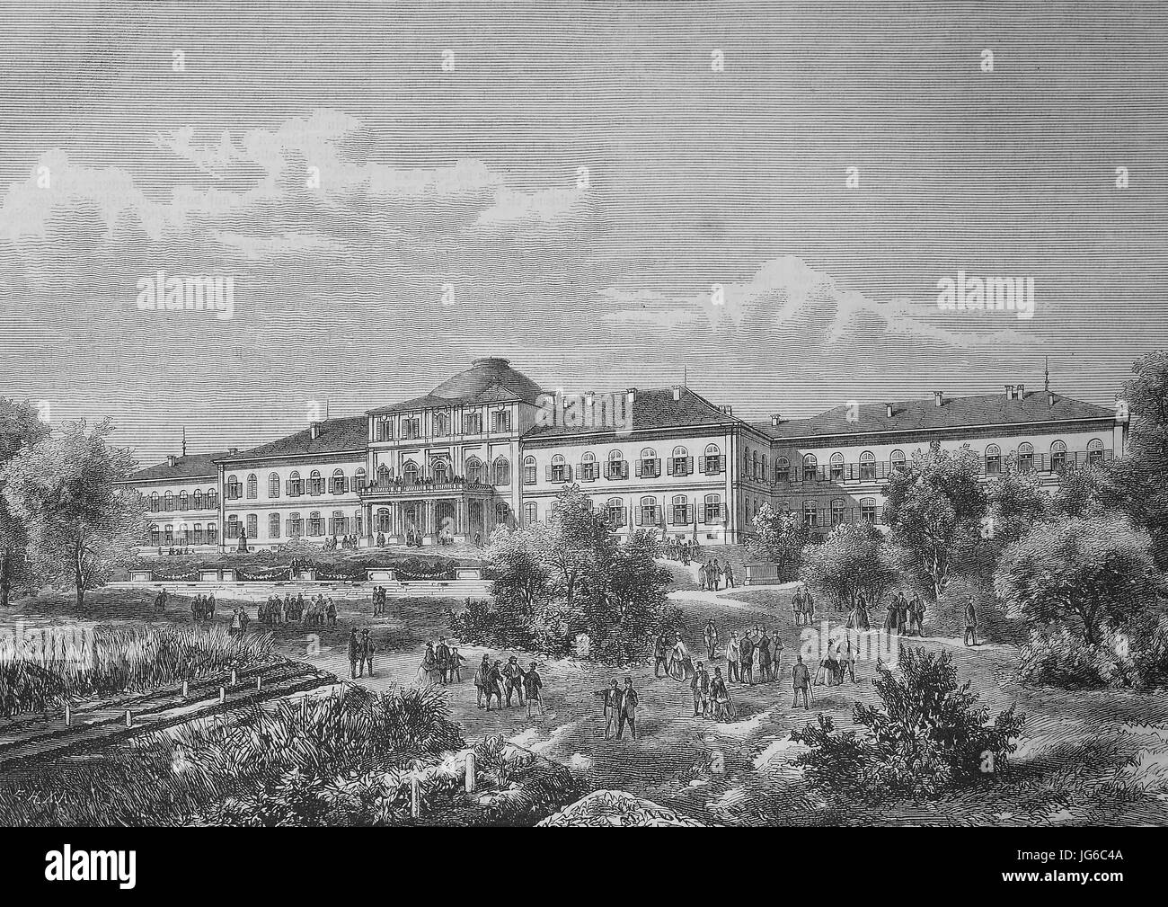 Digital verbessert:, Palais Schloss Hohenheim os ein Herrenhaus Immobilien in Stuttgart, Baden Württemberg, Deutschland, Abbildung aus dem 19. Jahrhundert Stockfoto