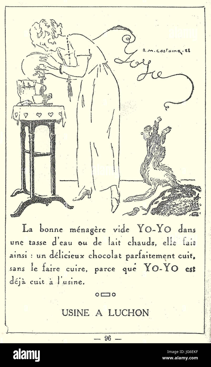 Réclame 1925 Chocolat Instantané YO-YO Stockfoto