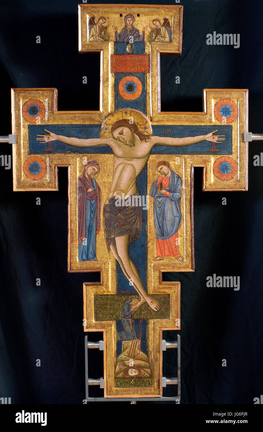 Maestro di San Francesco, Croce Processionale Bifacciale, 1 0-1280, Tempera Su Tavola, cm 128, 5 x 78. Perugia, Galleria Nazionale Dell Umbria recto Stockfoto