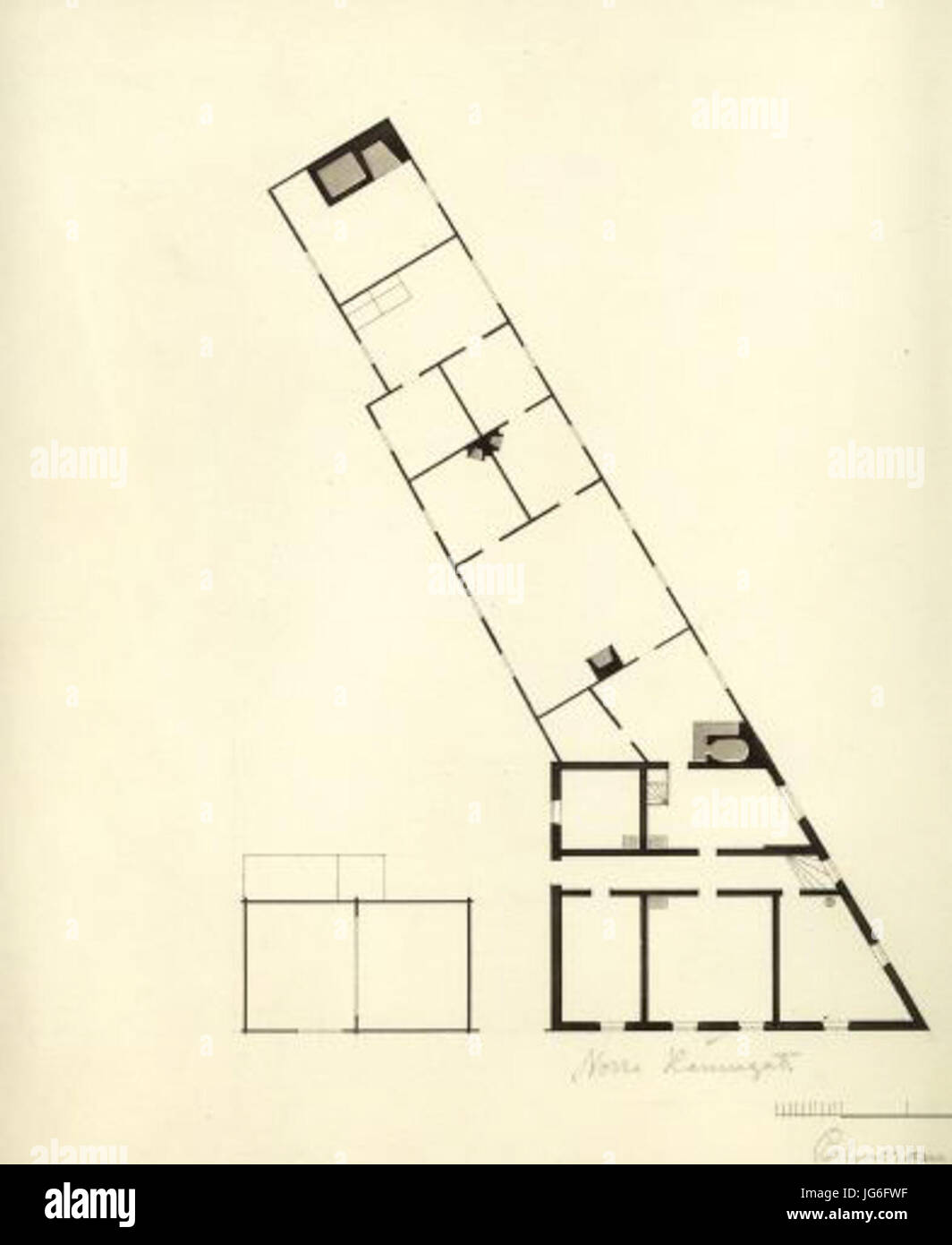 Radheska Huset Uppmätningsritning 2 Av J. E. Carlberg 1726 Stockfoto