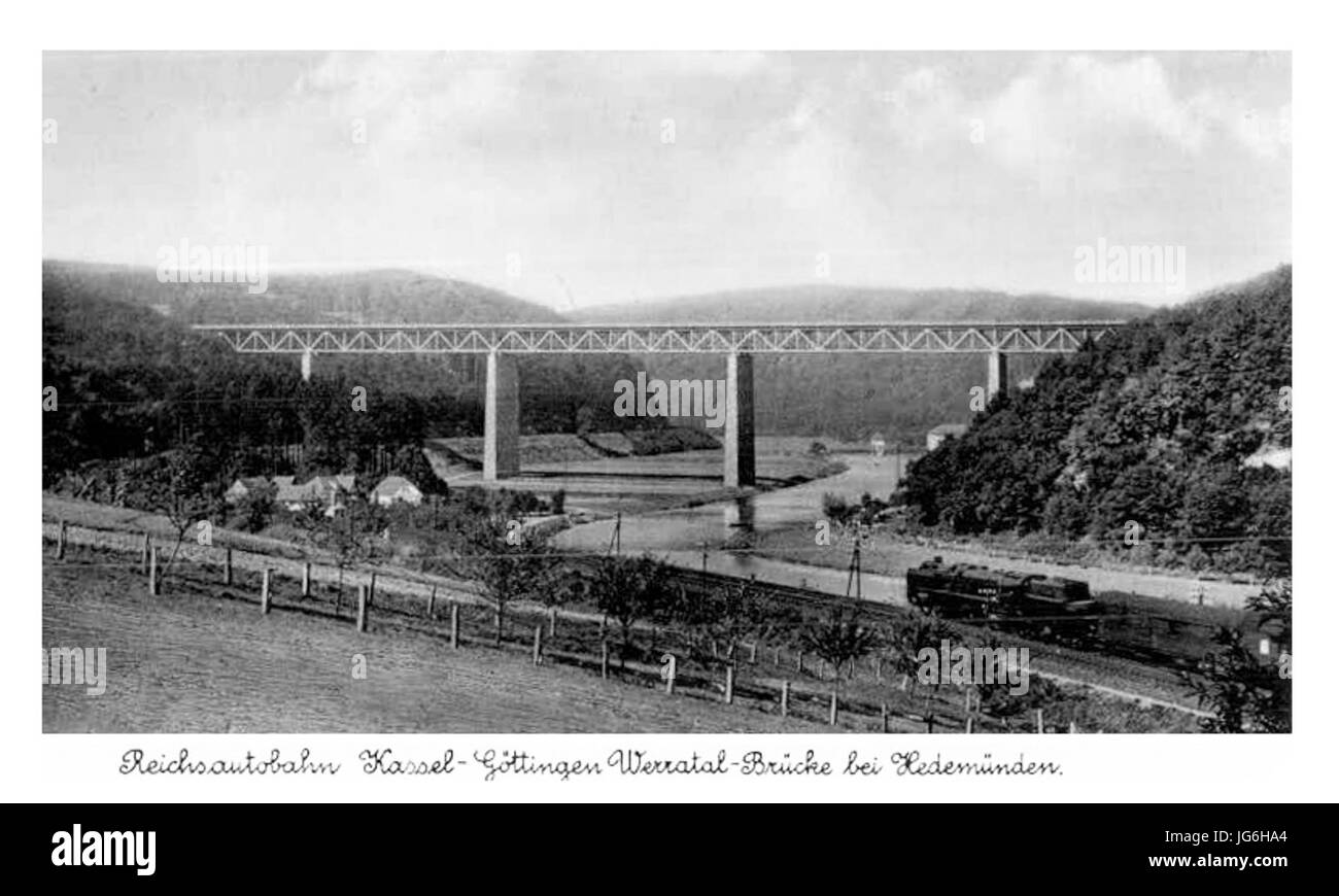 Reichsautobahn Werratalbrücke hedemünden Stockfoto