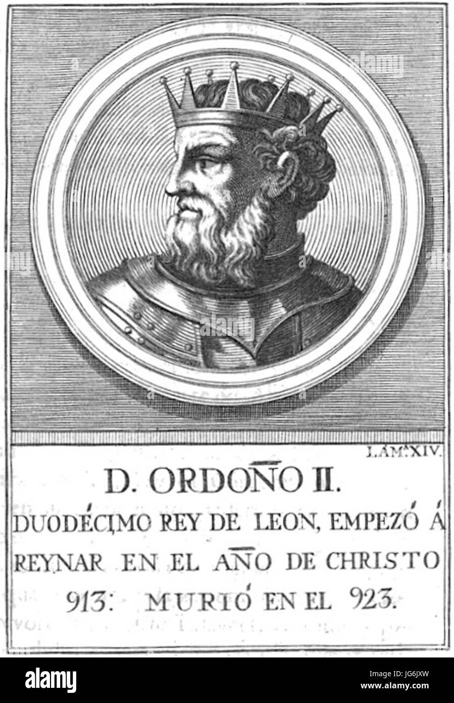 Retrato-077-Rey de León Ordoño II Stockfoto