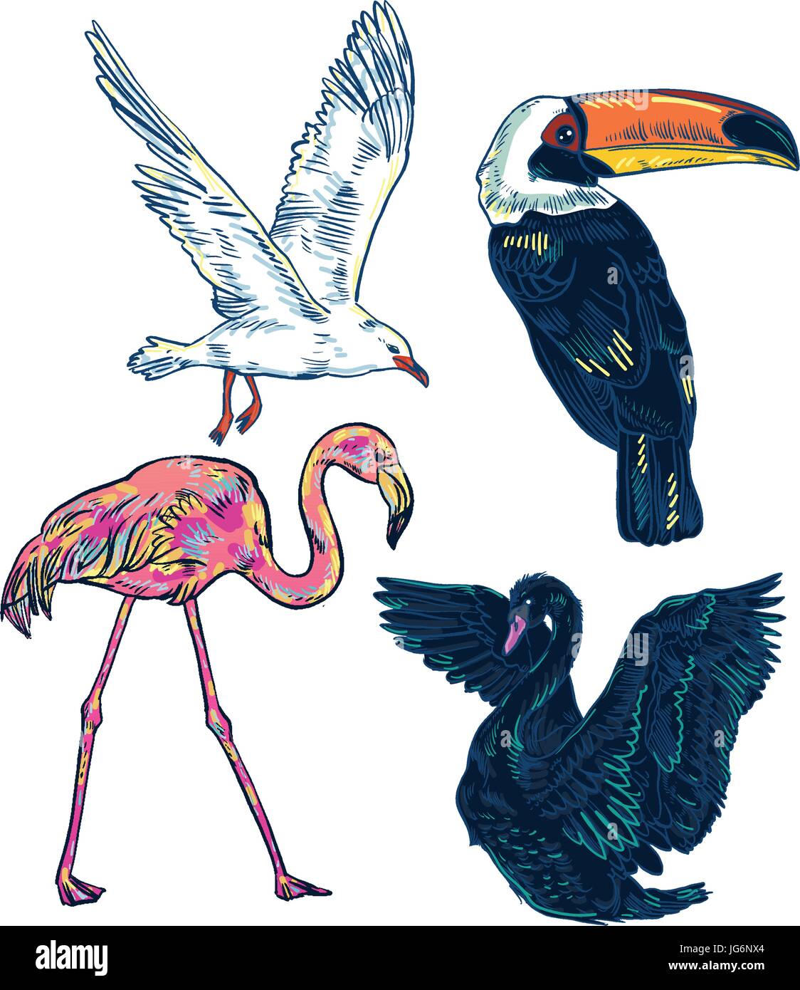 Super Set von niedlichen Cartoon Vögel Stock Vektor