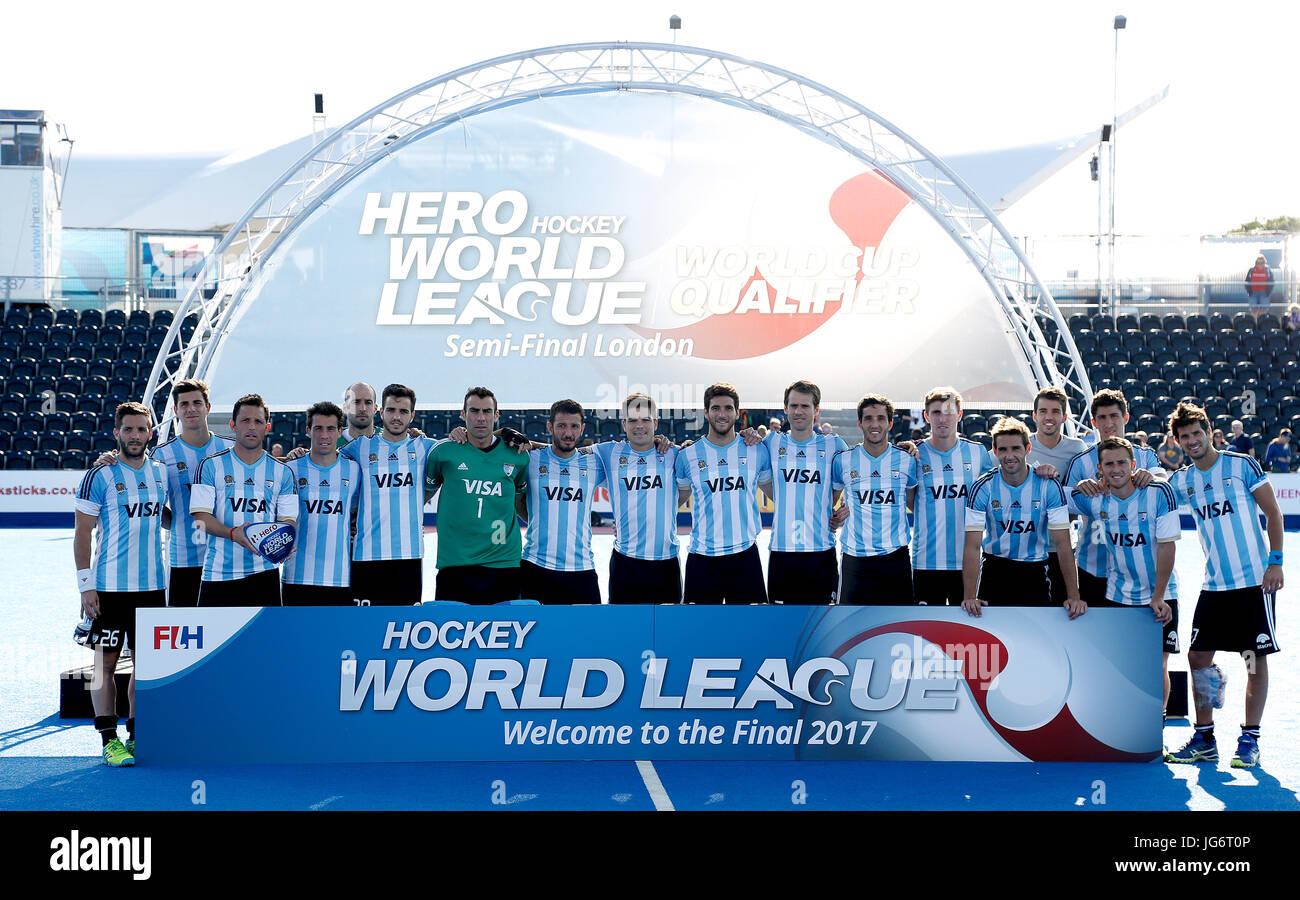 Argentinien feiert 2.Platz nach World Hockey League Semi Final Finale der Herren Stockfoto