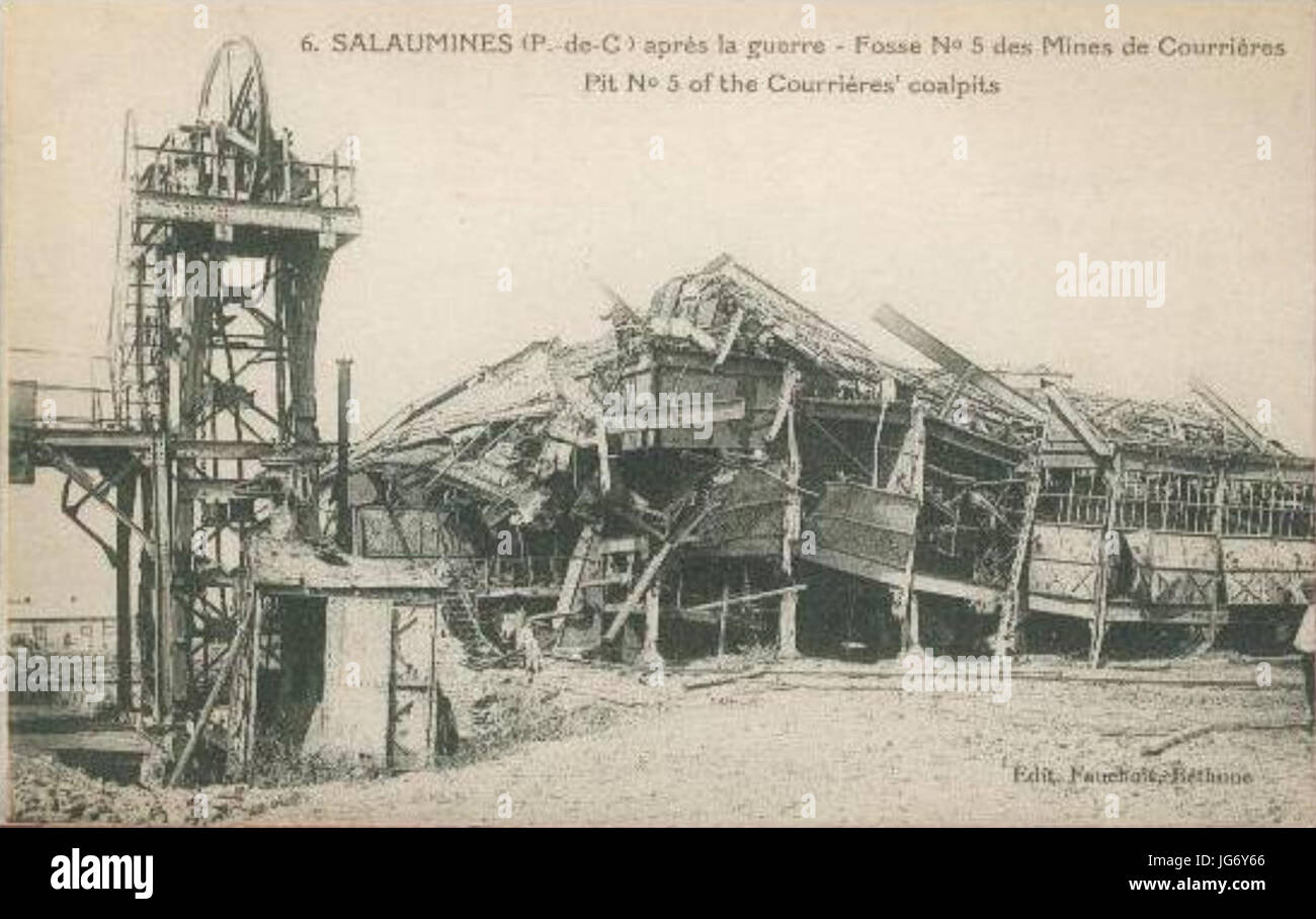 Piloten - Puits n ° 4 Après la Guerre Stockfoto