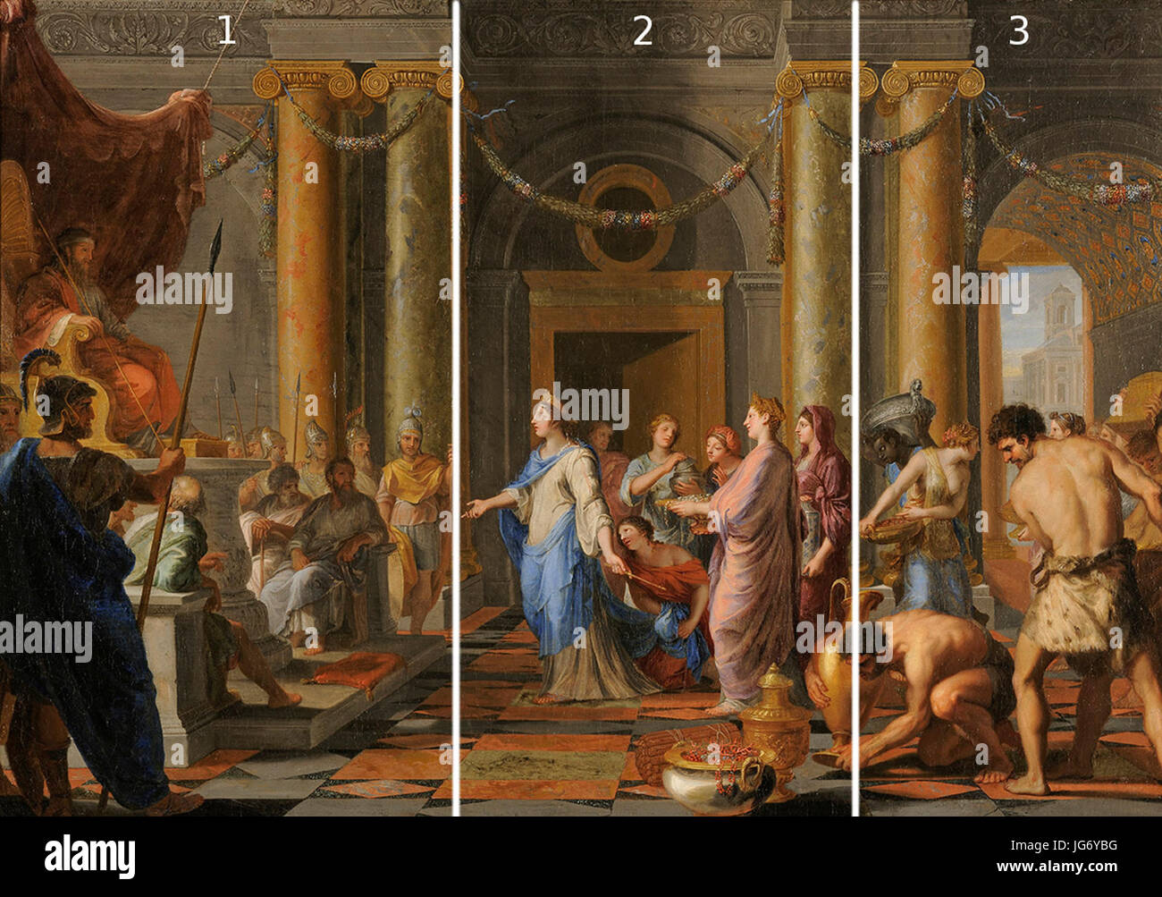 Salomon Recevant la Reine de Saba (Decoupage En 3 Temps) Stockfoto