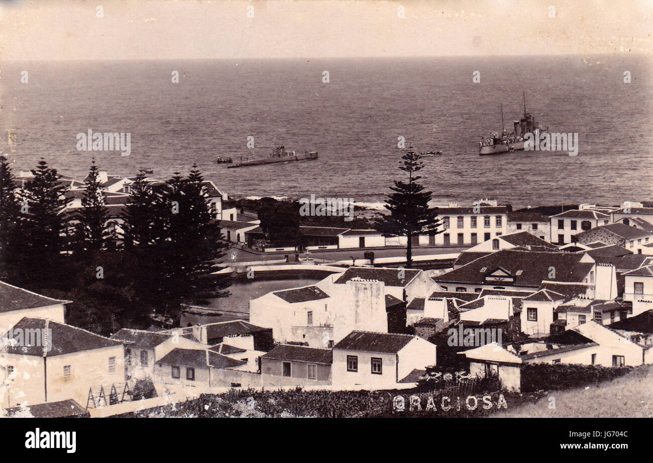 Santa Cruz da Graciosa, Vasos de Guerra Na BaäADa, Ilha Graciosa, AäA7ores, Arquivo de Villa Maria, Angra do HeroäADsmo, AäA7ores. Stockfoto