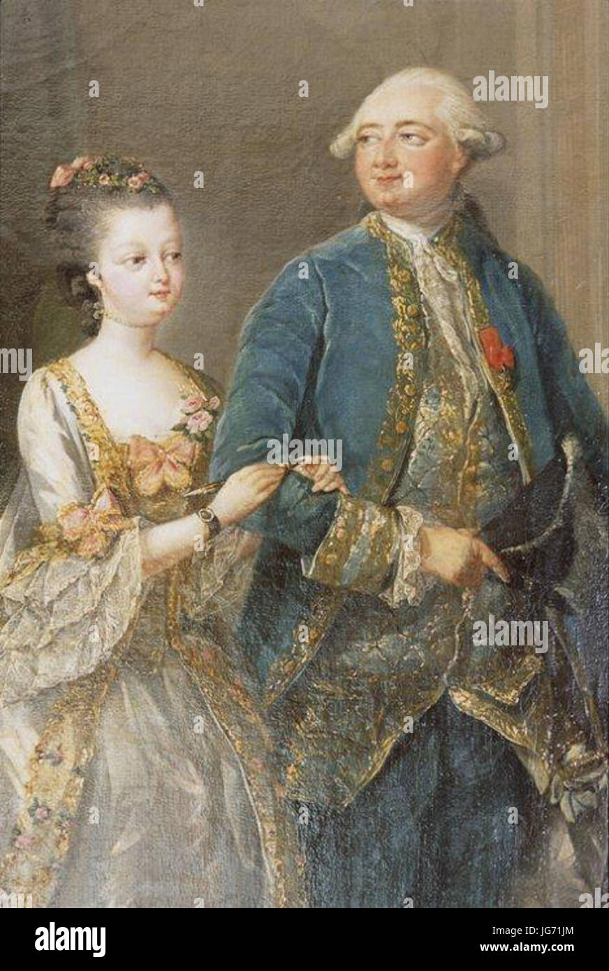 Louise Marie Adélaá3AFde de Bourbon mit ihrem Mann Louis Philippe Joseph d'Orléans eines unbekannten Künstlers Stockfoto