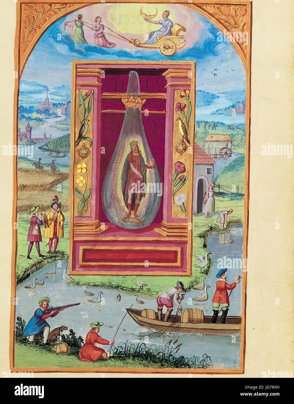 Splendor Solis - Traité d'Alchimie - Lune - Le Roi Rouge (Les Sept Flasques) Stockfoto