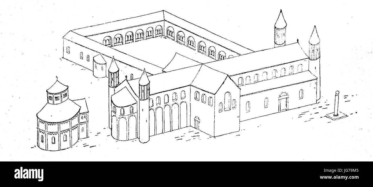 St Martin Und Bonner Münster Rekonstruktion ähm 1100 Stockfoto