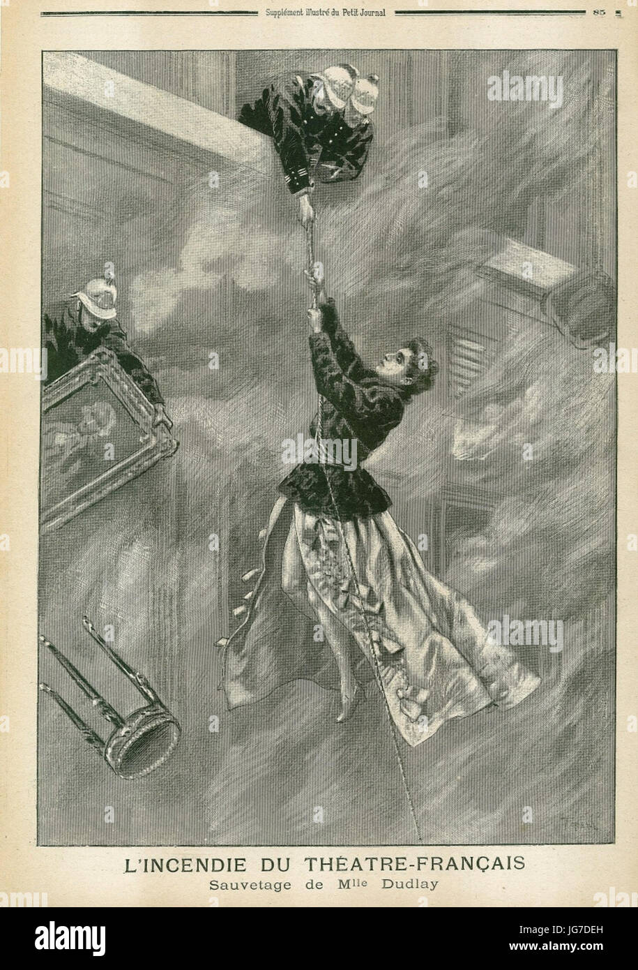 Supplément Illustré du Petit Journal - Incendie du Théâtre Français 1900 Stockfoto