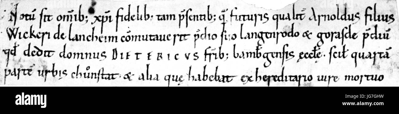 Tauschurkunde Burg Counstat Stockfoto