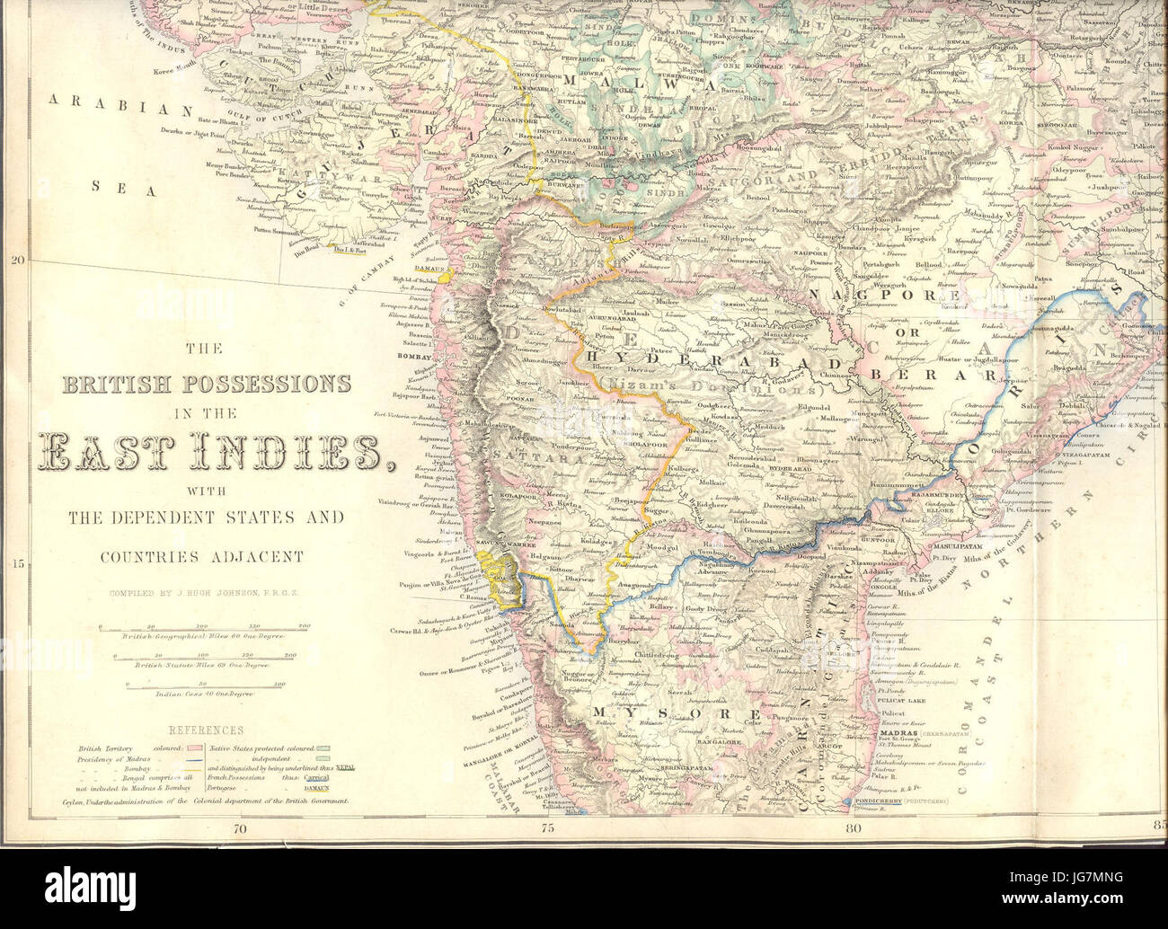 Die besondere position des Punjab und Indus 2ompanion Atlas zu den Kartentitel von Welt von G. H. Swanston (A. Fullarton, Edinburgh, 1859) Süd-west Stockfoto