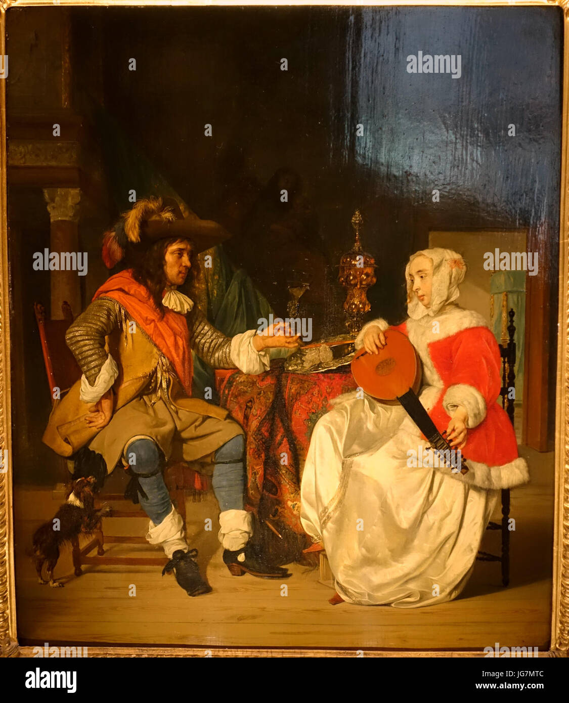 TơAAte-à-TơAAte, A Lady spielen eine laute und ein Kavalier, durch GabriơABl Metsu, c. 1662-1665, Öl auf Holz - Waddesdon Manor - Buckinghamshire, England - DSC07698 Stockfoto
