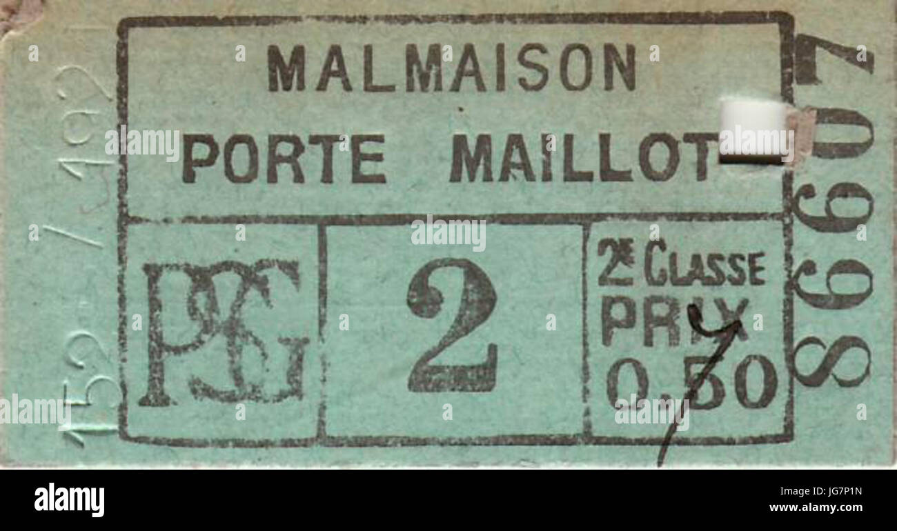 Ticket-PSG MALMAISON - Porte Maillot 28vert29 Stockfoto