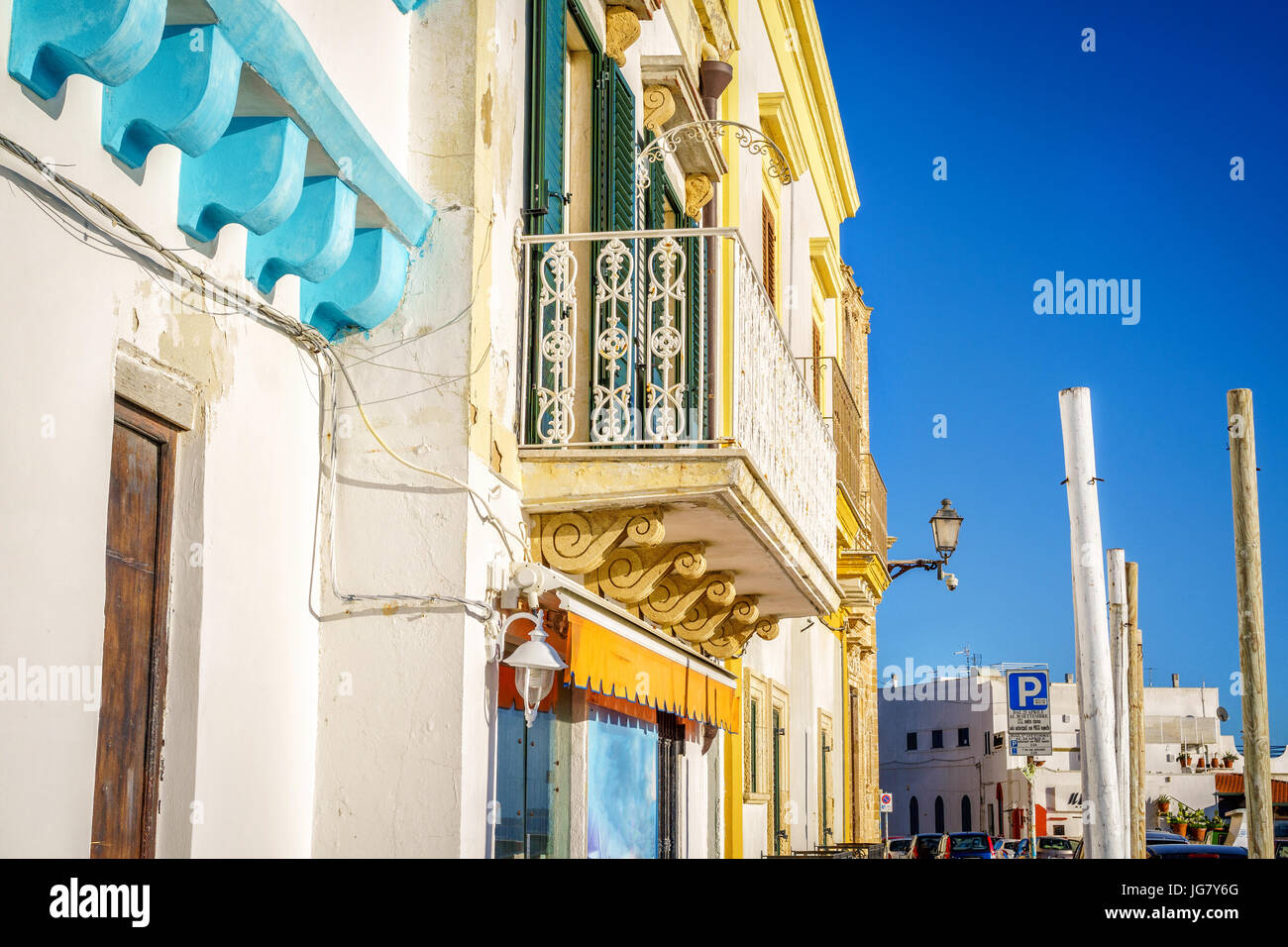 Charmanten Straße von Gallipoli, Apulien, Italien Stockfoto