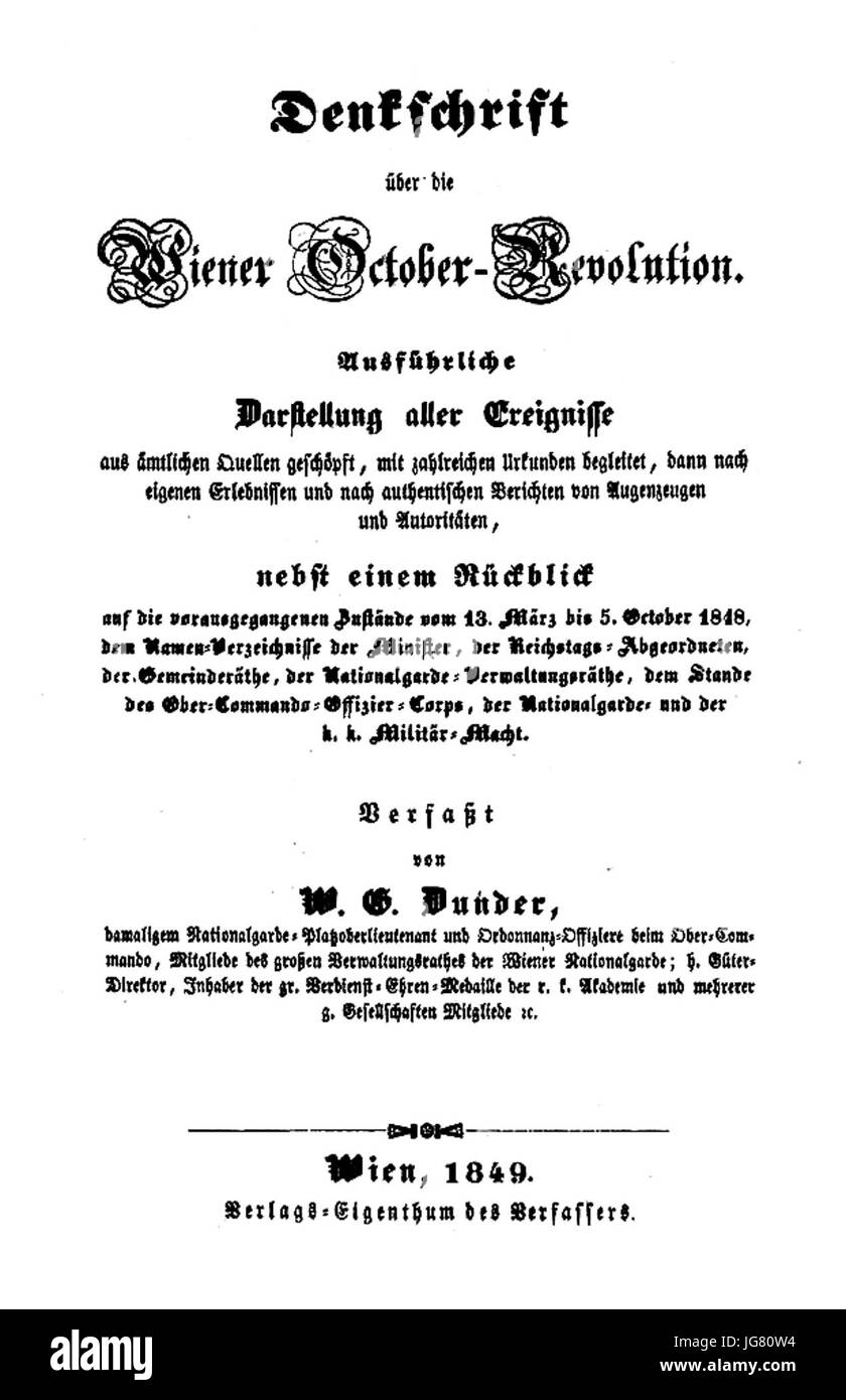 VơA1clav Jiří Dundr - hat Über Die Wiener Oktober-Revolution Stockfoto