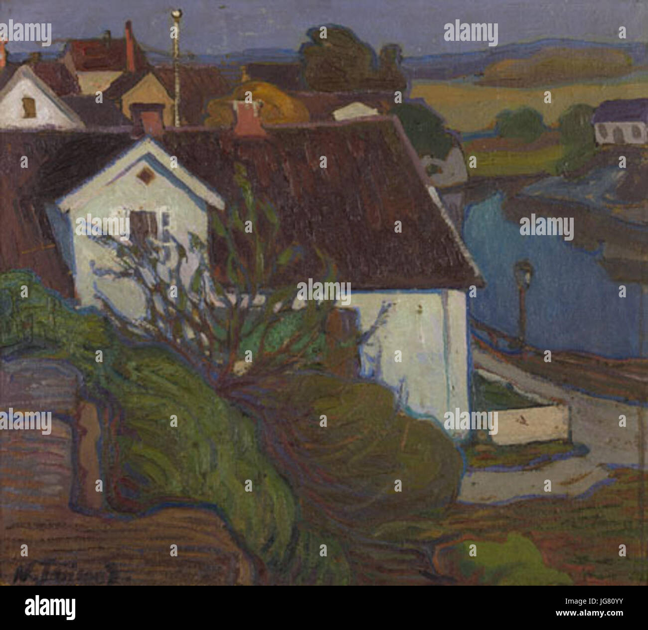 Väikelinna Vaade. Nikolai Triik. Stockfoto