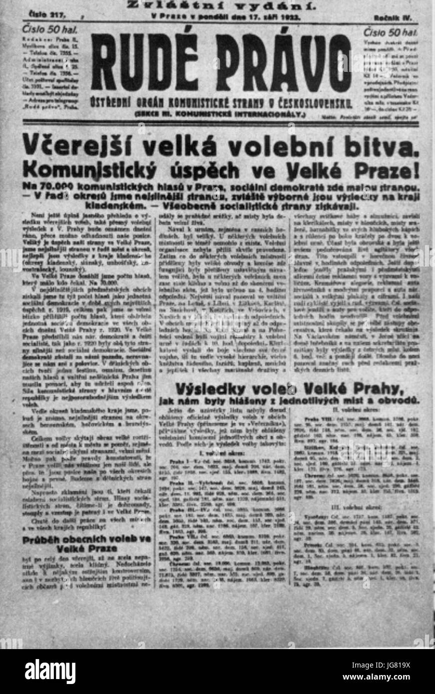 Výtisk RP Ze Dne 17. 9. 1923 Stockfoto
