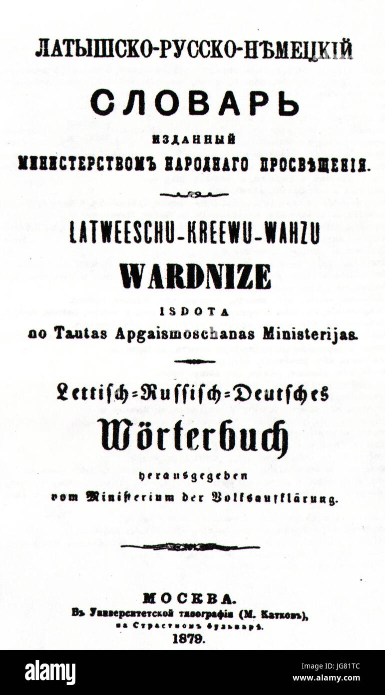 Valdemar Wörterbuch 1879 Stockfoto