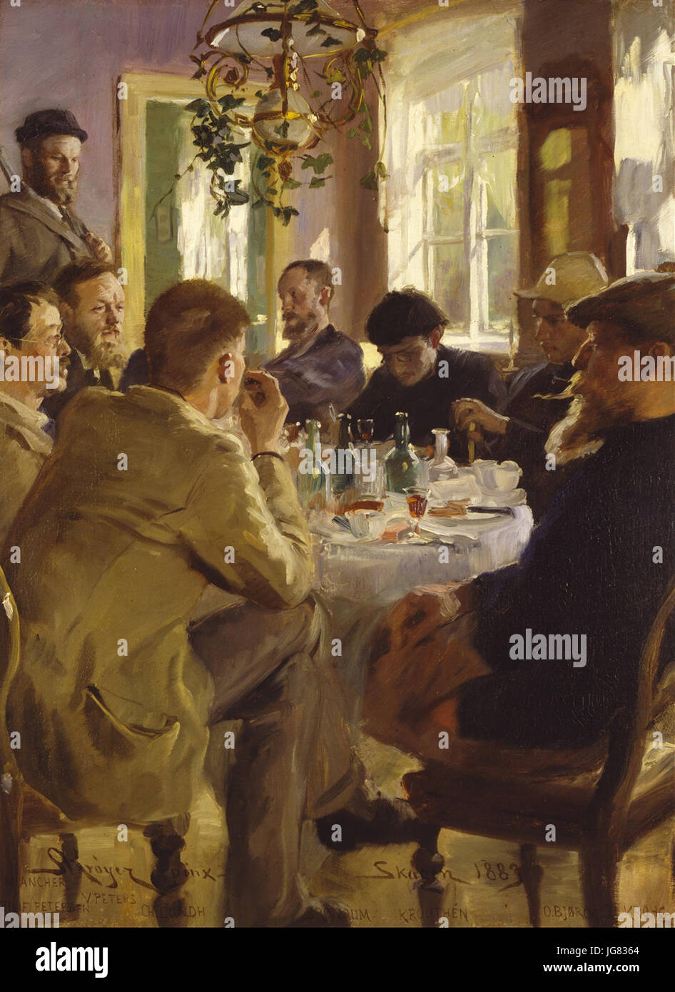 Ved Frokosten Krøyer 1883 Stockfoto