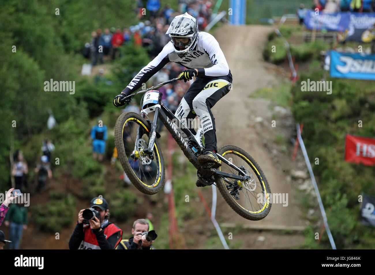 Fort William, Schottland. 4. Juni 2017. Mark Wallace bei der Mountain Bike Downhill World Cup. Stockfoto