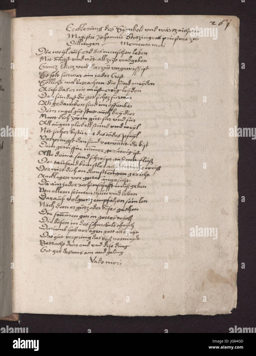 Vergänglichkeitsbuch 531 261r Stockfoto Vergänglichkeitsbuch 531 261r Stockfoto