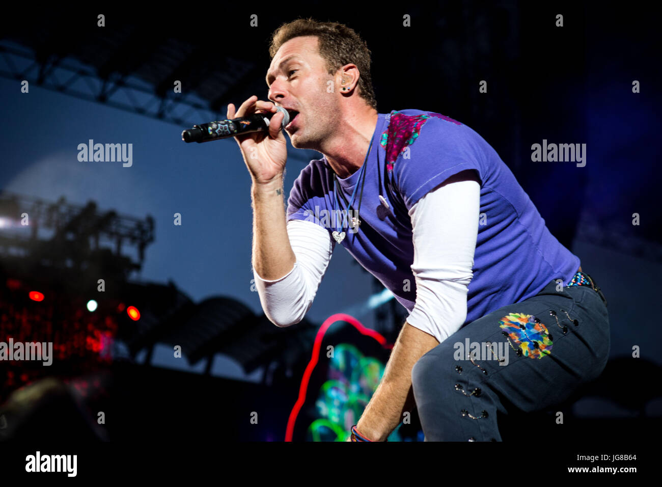 Mailand, Italien. 3. Juli 2017. Mailand, Italien 3. Juli Coldplay live im San Siro Stadion in Mailand Credit: Roberto Finizio/Alamy Live News Stockfoto