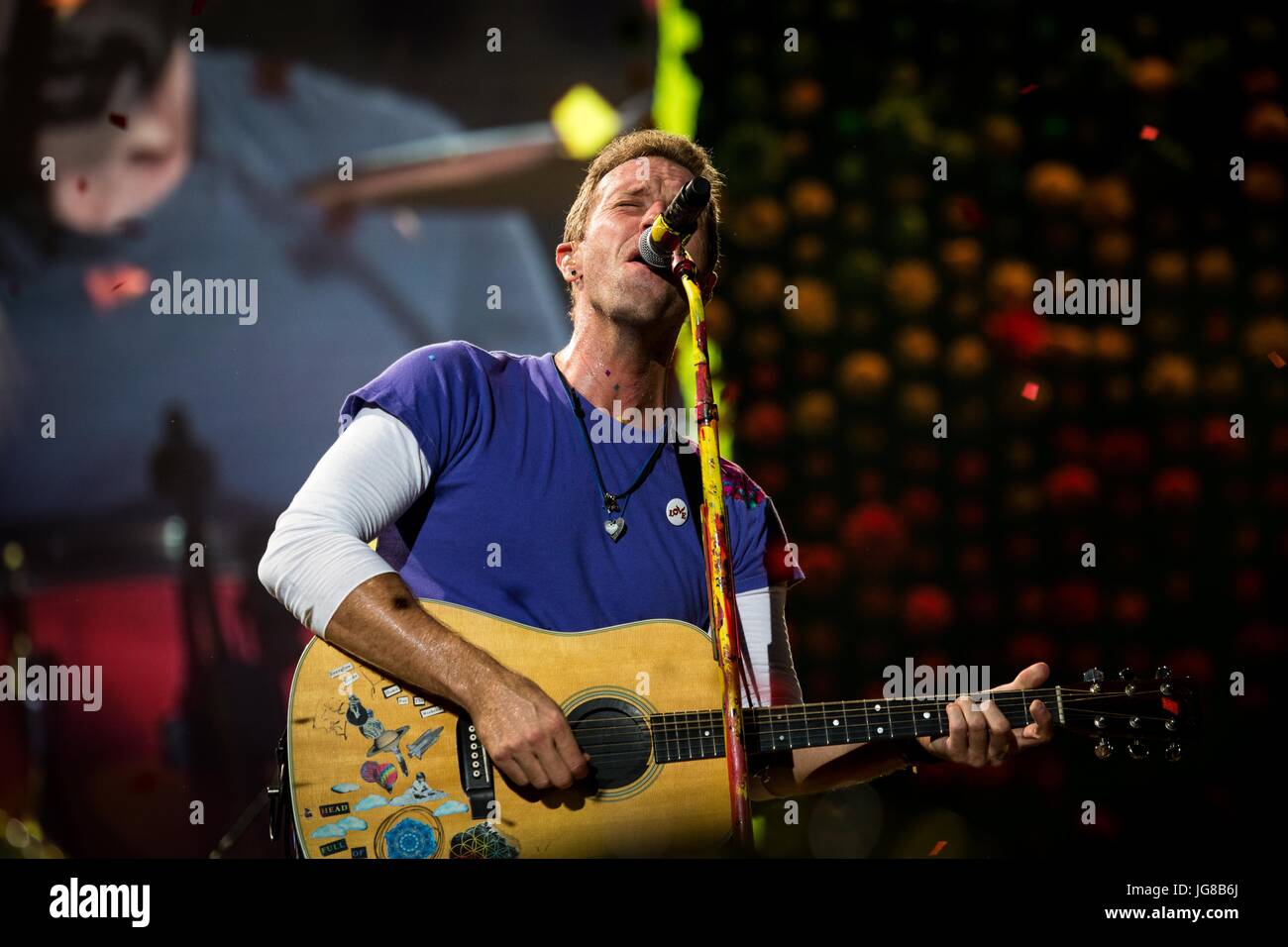 Mailand, Italien. 3. Juli 2017. Mailand, Italien 3. Juli Coldplay live im San Siro Stadion in Mailand Credit: Roberto Finizio/Alamy Live News Stockfoto