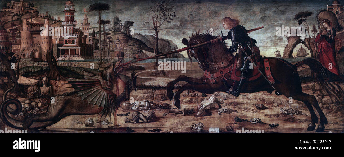 Vitorre Carpaccio Der Heilige vGeorg Kämpft Mit Dem Drachen Stockfoto