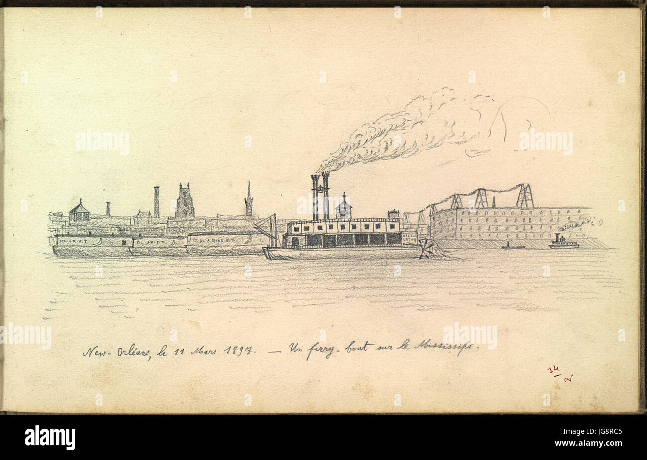 Vue d ' un Fähre À La Nouvelle-Orléans Sur le Mississipi Stockfoto