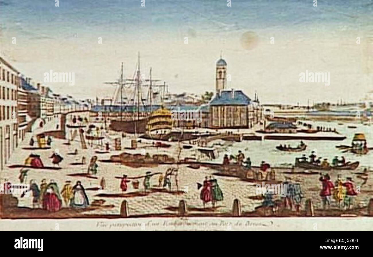 Vue Perspektive du port de Brest En 1749 Par André Basset Stockfoto