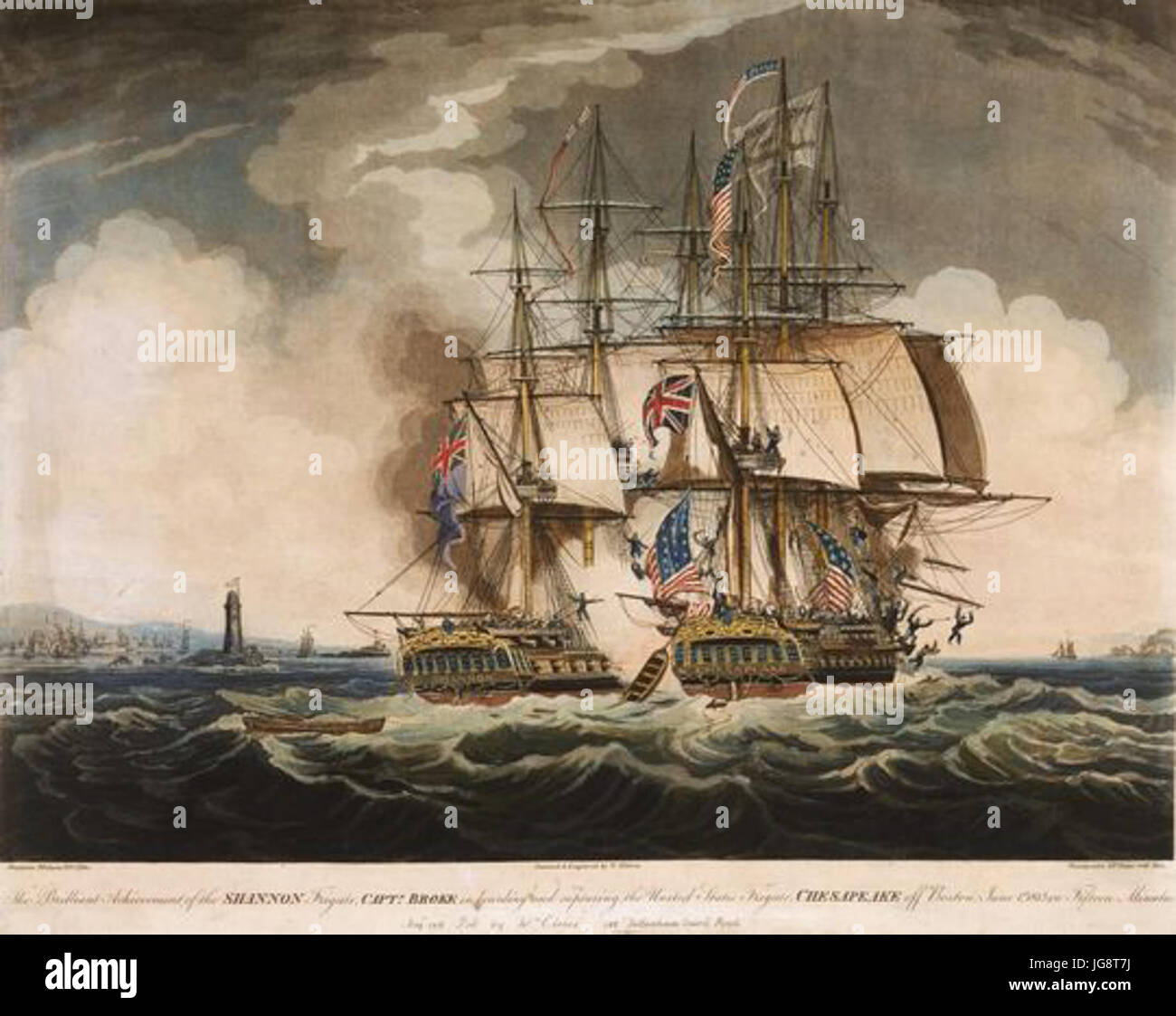 W Elmes die Glanzleistung des Shannon... im Internat und die Erfassung der Vereinigten Staaten Fregatte Chesapeake aus Boston 1. Juni 1813 in fünfzehn Minuten 28181329 Stockfoto
