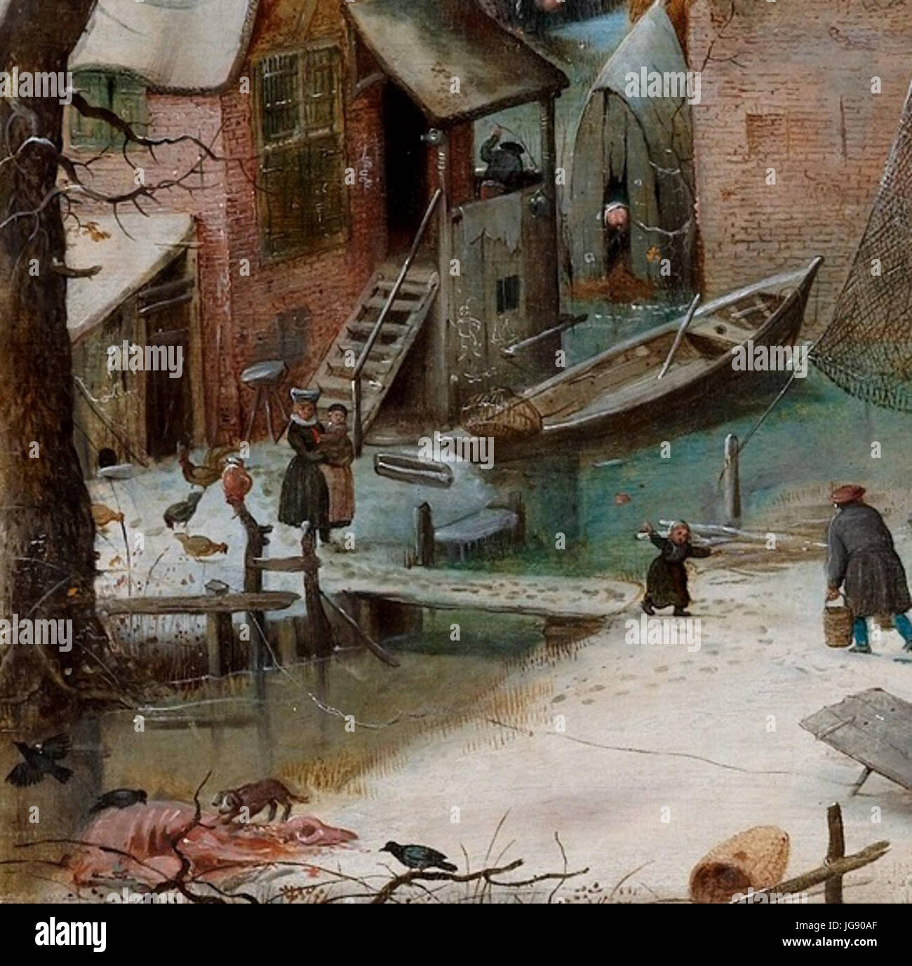 Winterlandschaft mit Skatern von Hendrick Avercamp detail4 Stockfoto