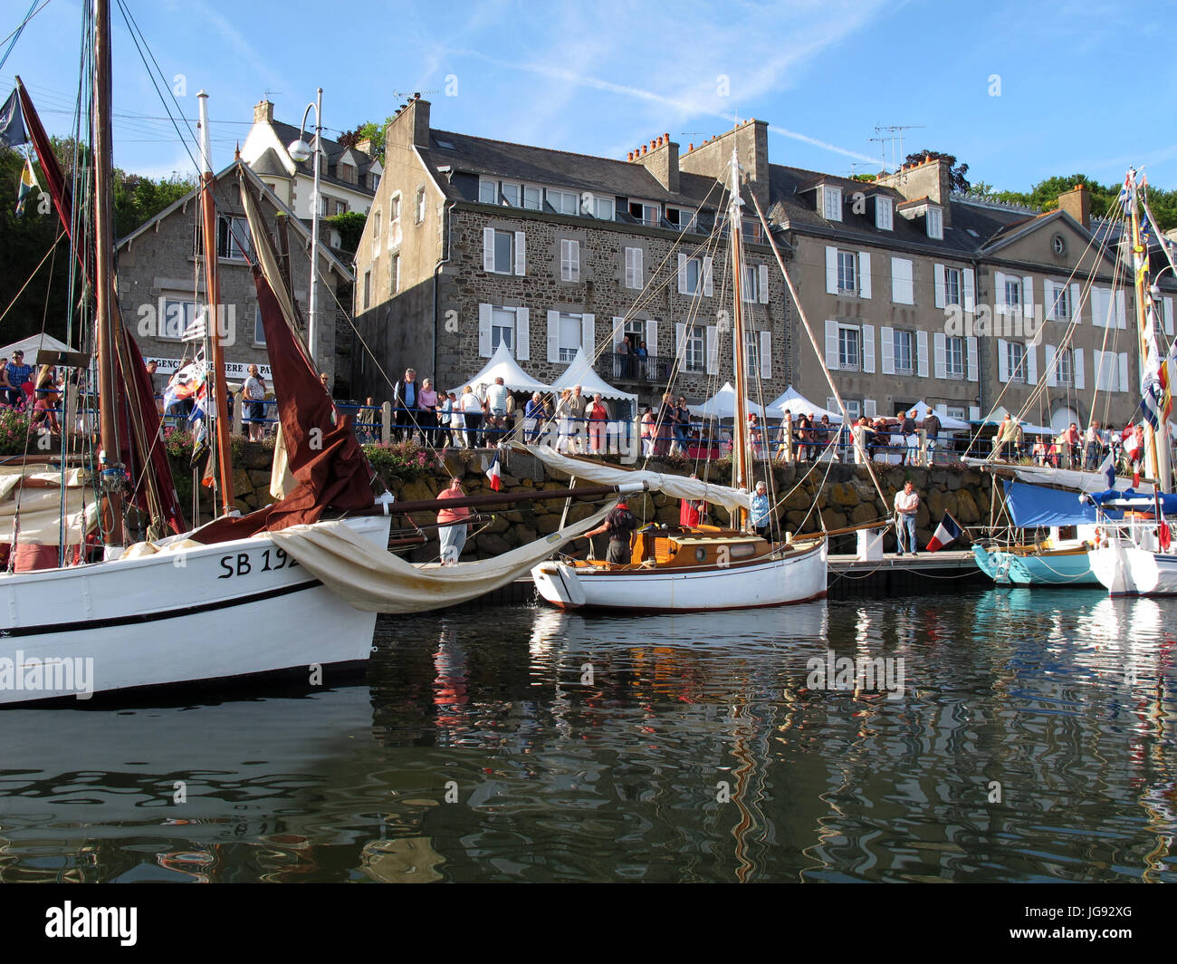 Alten Segelregatta, Binic Hafen in der Nähe von Saint-Brieuc, Côtes-d ' Armor, Bretagne, Bretagne, Frankreich Stockfoto