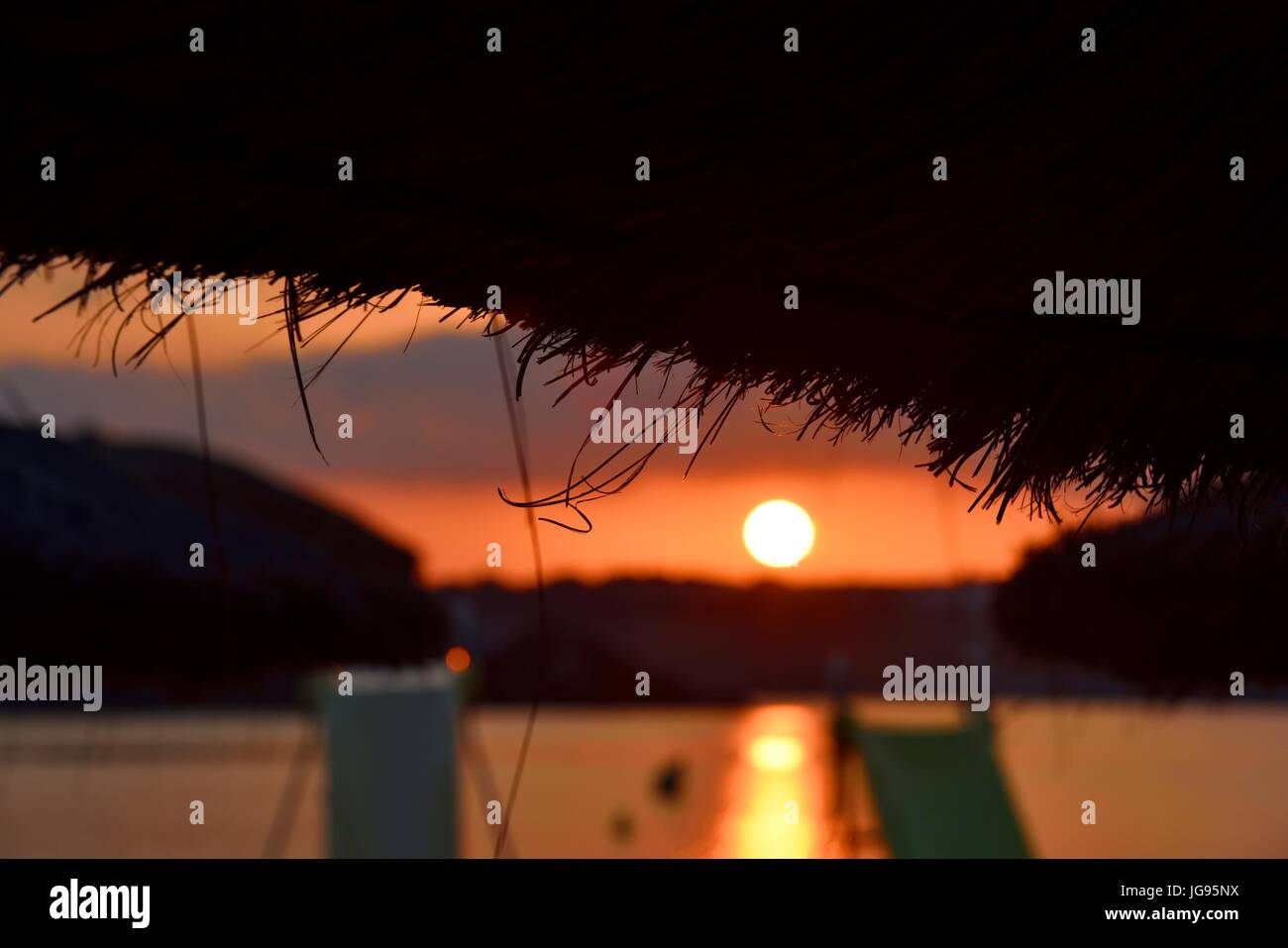 Sun Brolly Sonnenuntergang Stockfoto