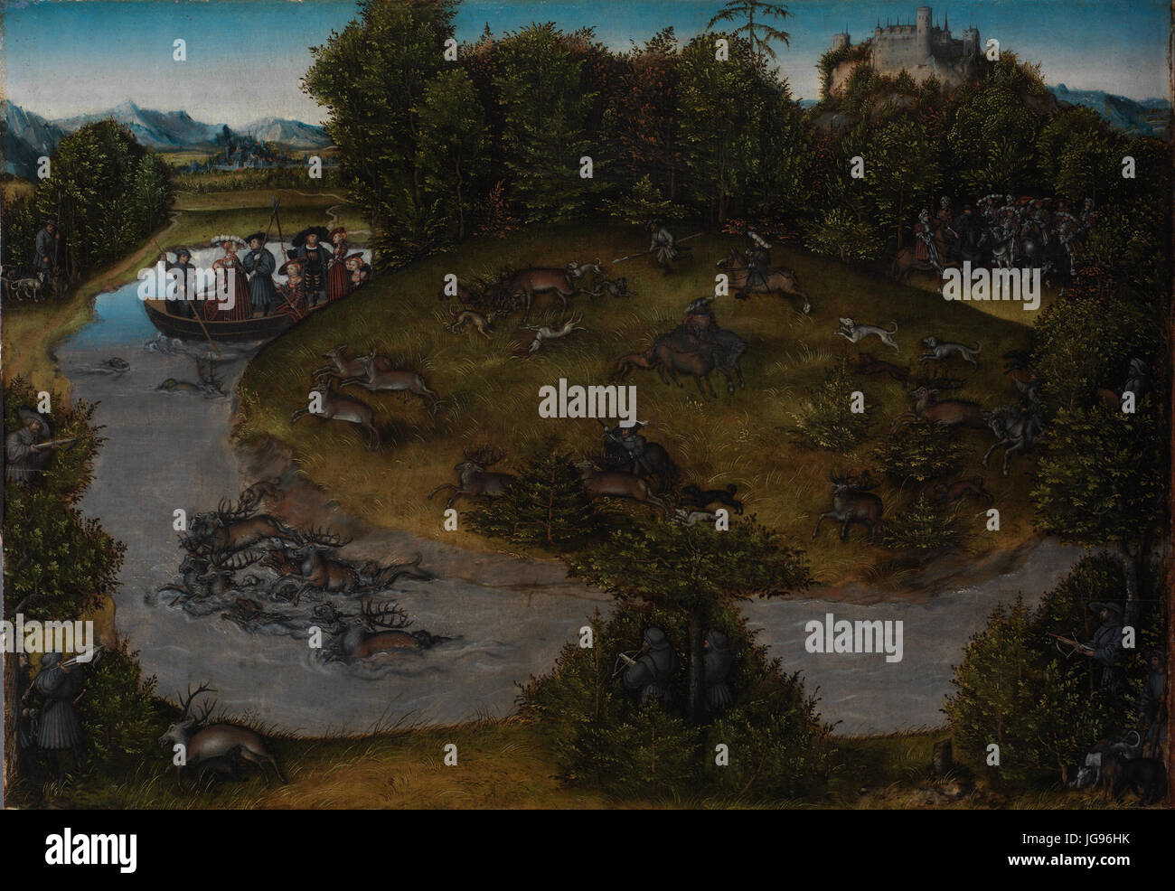Lucas Cranach d. - sterben Hirschjagd des Kurfürsten Friedrich des Weisen von Sachsen (Statens Museum for Kunst) Stockfoto