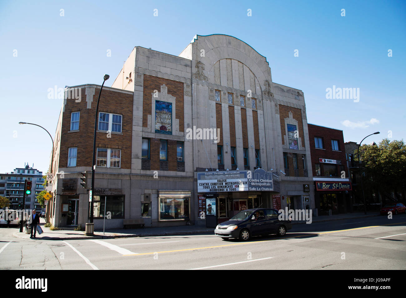 Fassade des Zentrums Chrétien Metropolitain (Metropolitan Christian Centre) in Montreal, Kanada. Stockfoto