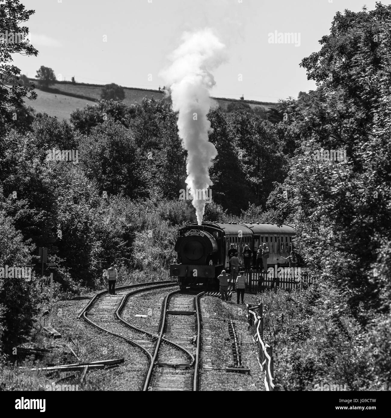 Die Gwili Railway, neuer Abschnitt der Strecke für die Öffentlichkeit zugänglich von Bronwydd Arme, Abergwili Junction, 2. Juli 2017 in der Nähe von Carmarthen West Wales Stockfoto